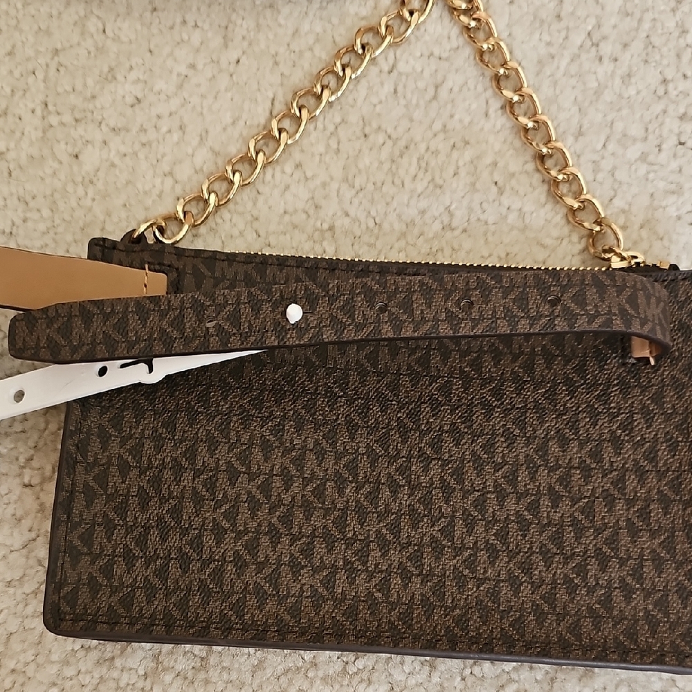 Michael Kors Dark Brown Clutch with Gold Chain - Picture 4 of 5